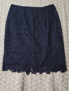 Navy Lace Pencil Skirt